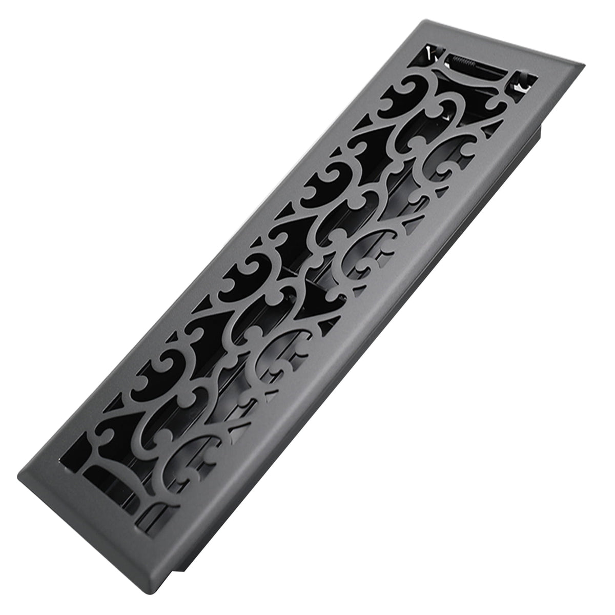 4x14 Inches B Pack Heavy Duty Walkable Floor Register Easy Adjust Air Supply Lever Floor Vents - Savannah Design - Vent Cover for Home Floor - Matte Black