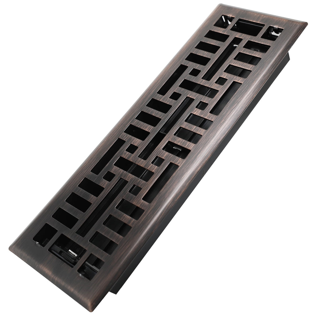 4x14 Inches B Pack Heavy Duty Walkable Floor Register Easy Adjust Air Supply Lever Floor Vents - Seattle Design - Vent Cover for Home Floor - Oil Rubbed Bronze