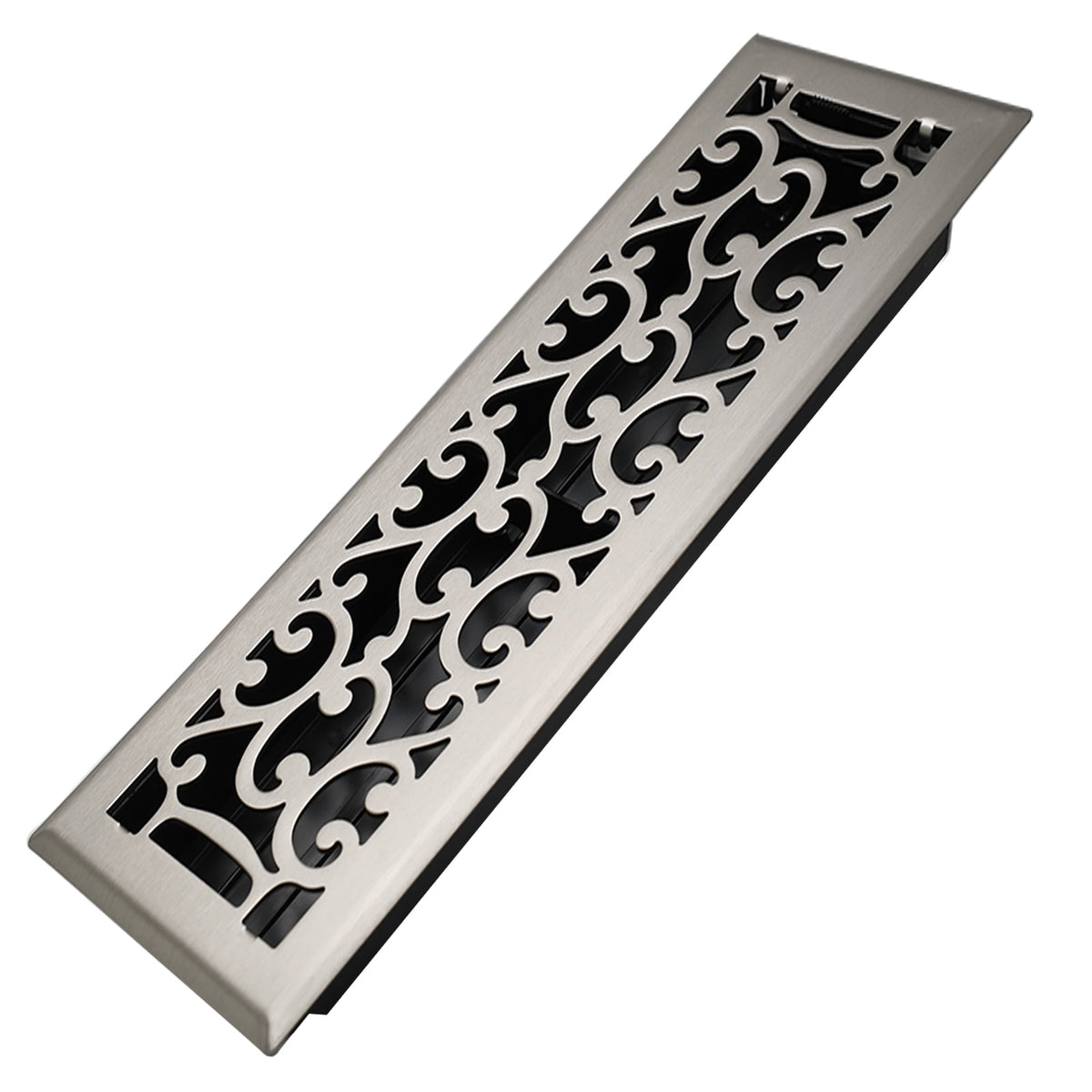 4x14 Inches N Pack Heavy Duty Walkable Floor Register Easy Adjust Air Supply Lever Floor Vents - Savannah Design - Vent Cover for Home Floor - Satin Nickel