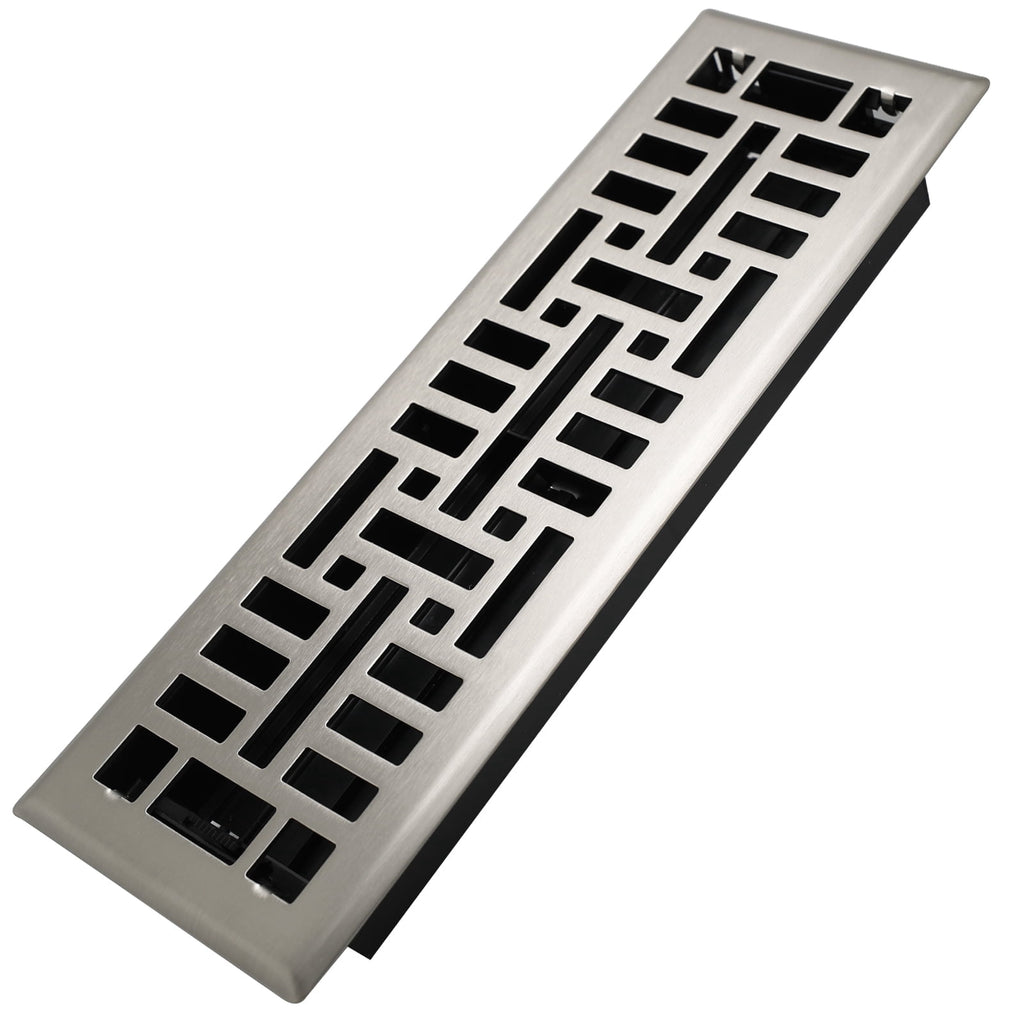 4x14 Inches N Pack Heavy Duty Walkable Floor Register Easy Adjust Air Supply Lever Floor Vents - Seattle Design - Vent Cover for Home Floor - Satin Nickel