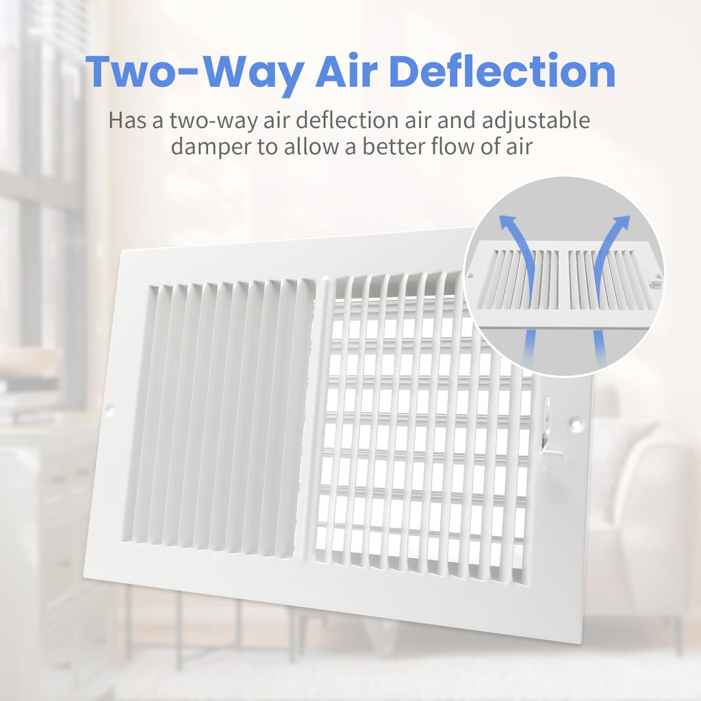 12 x 8 Inch [Duct Opening] Air Vent Covers for Wall or Ceiling - High Airflow 2 Way Steel Ventilation - Adjustable Wall/Ceiling Register, 13-3/4 Inch x 9-3/4 Inch [Overall Dimensions]