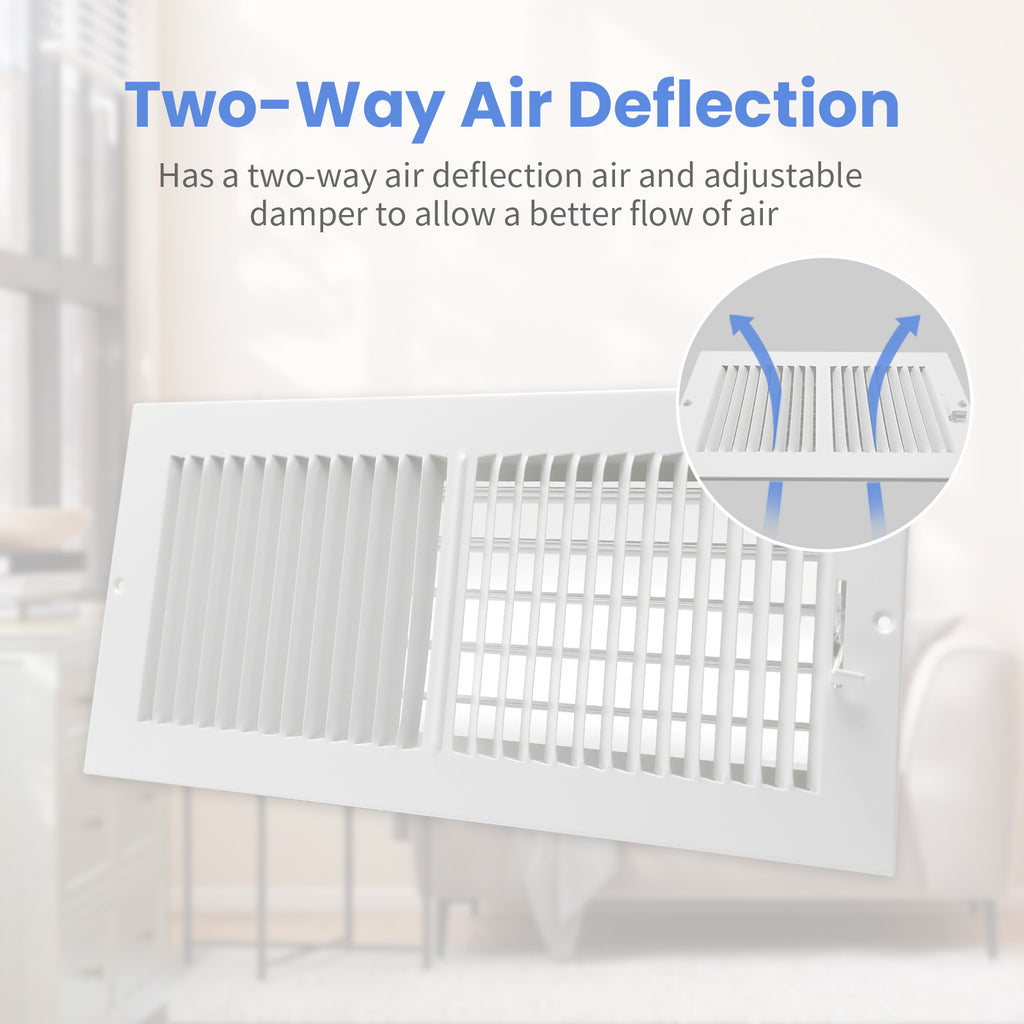 14 x 6 Inch [Duct Opening] Air Vent Covers for Wall or Ceiling - High Airflow 2 Way Steel Ventilation - Adjustable Wall/Ceiling Register, 15-3/4 Inch x 7-3/4 Inch [Overall Dimensions]