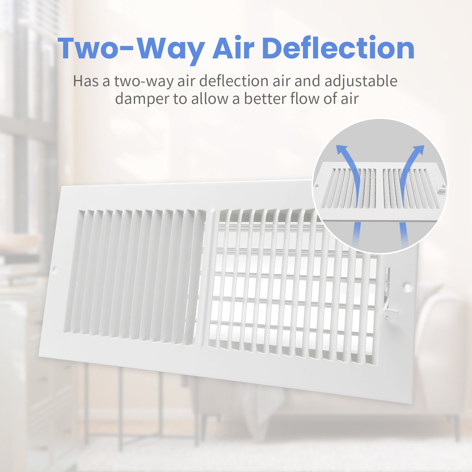 14 x 6 Inch [Duct Opening] Air Vent Covers for Wall or Ceiling - High Airflow 2 Way Steel Ventilation - Adjustable Wall/Ceiling Register, 15-3/4 Inch x 7-3/4 Inch [Overall Dimensions]