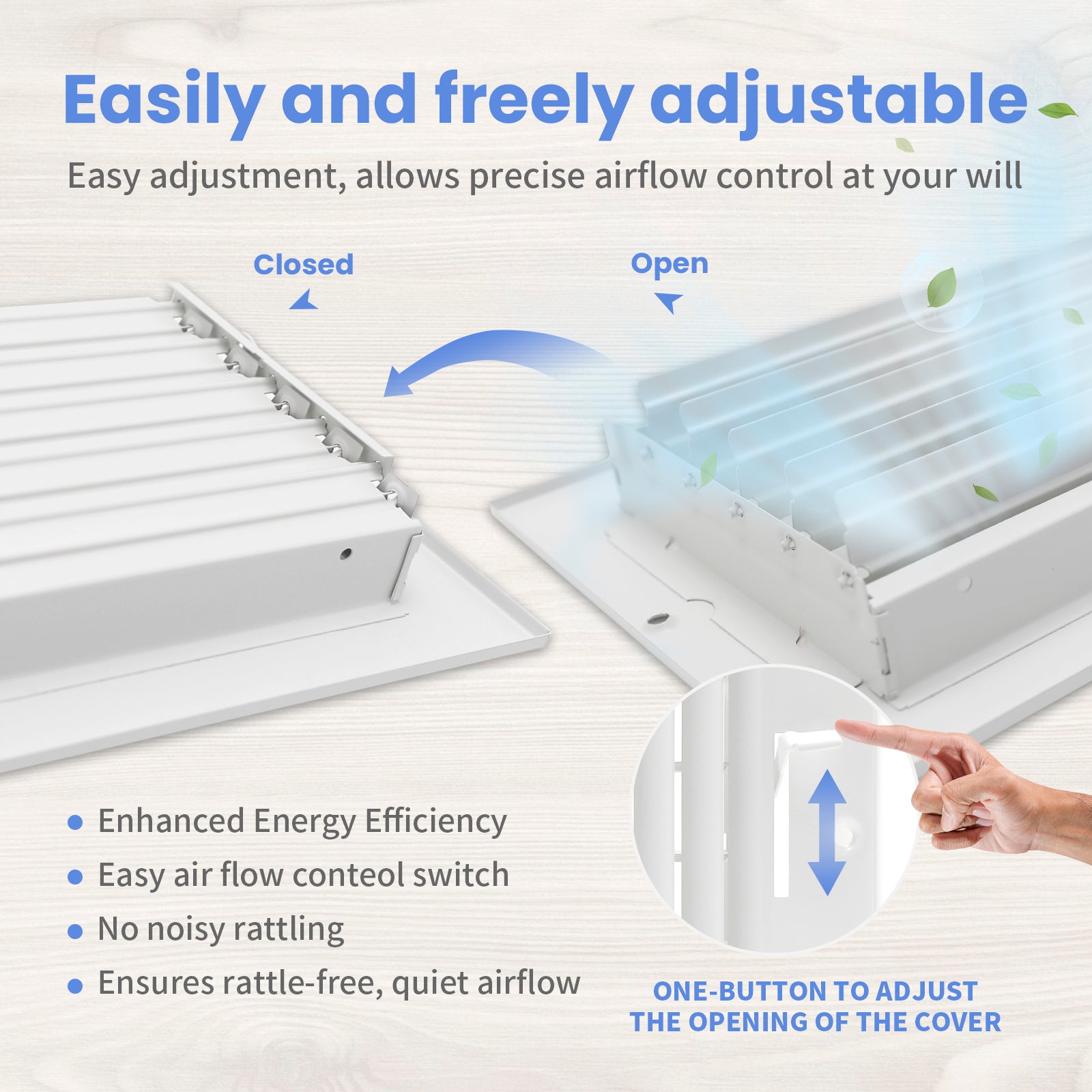 14 x 6 Inch [Duct Opening] Air Vent Covers for Wall or Ceiling - High Airflow 2 Way Steel Ventilation - Adjustable Wall/Ceiling Register, 15-3/4 Inch x 7-3/4 Inch [Overall Dimensions]