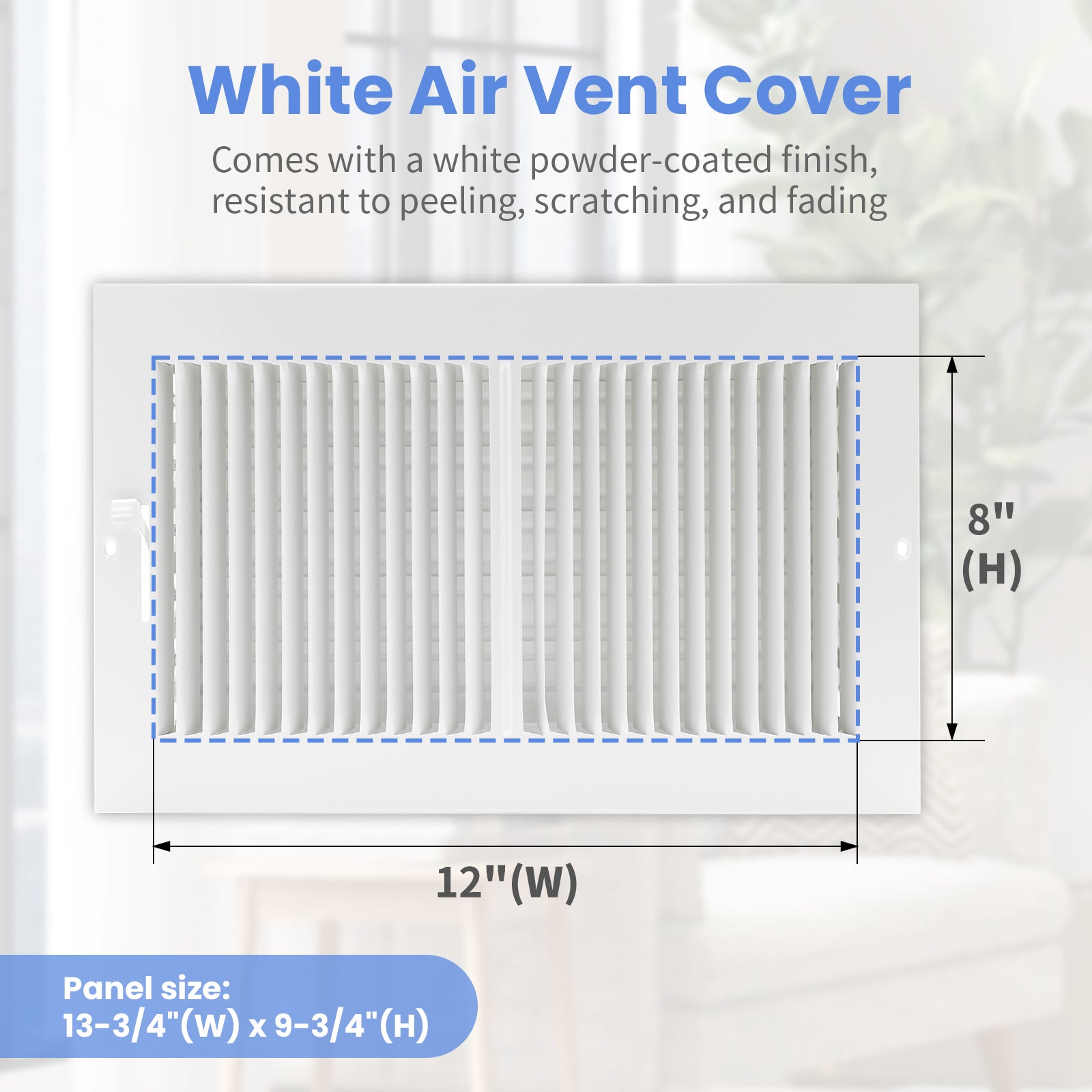 12 x 8 Inch [Duct Opening] Air Vent Covers for Wall or Ceiling - High Airflow 2 Way Steel Ventilation - Adjustable Wall/Ceiling Register, 13-3/4 Inch x 9-3/4 Inch [Overall Dimensions]