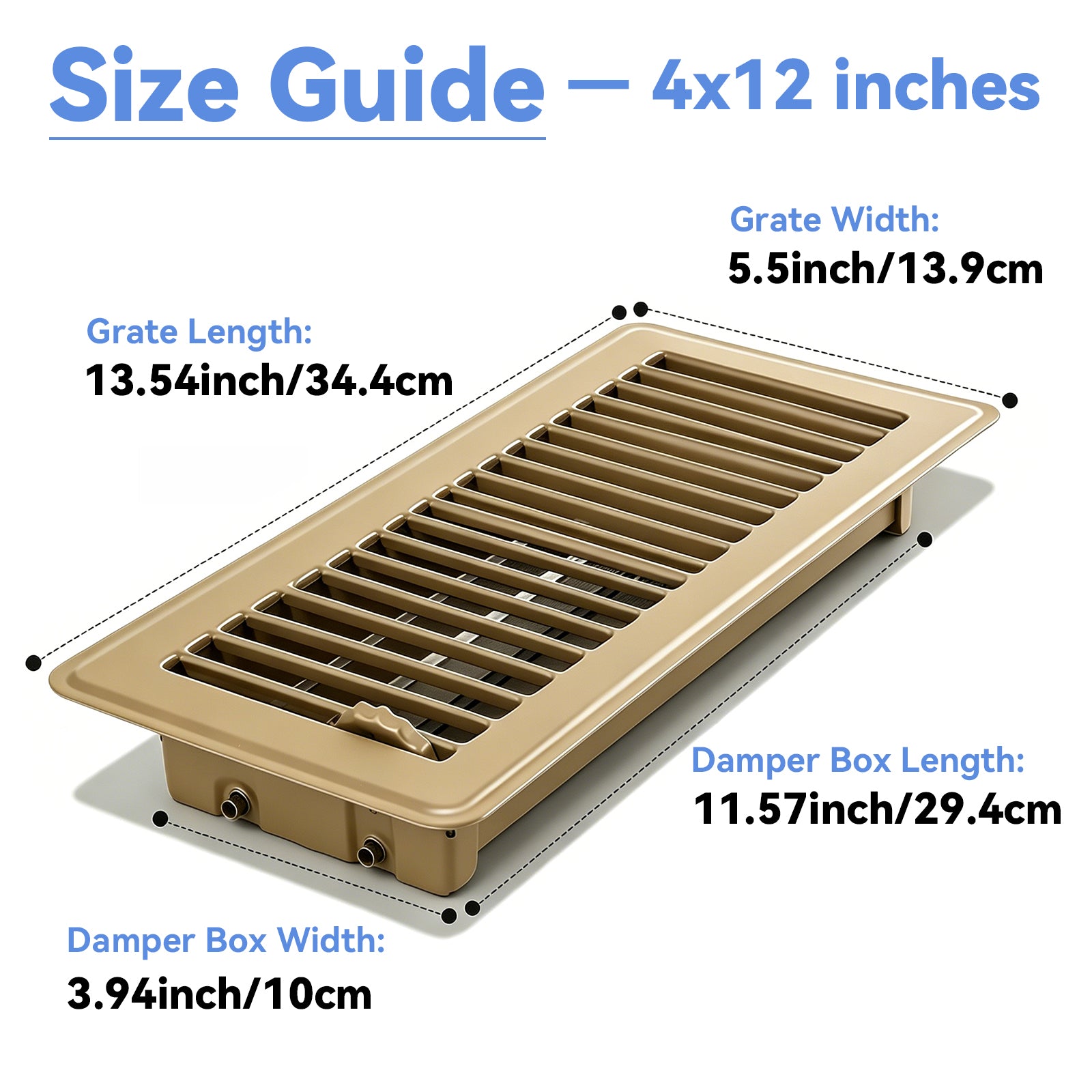 4" x 12" Floor Register - Heavy Duty Steel Walkable Floor Vents - Easy Adjust Air Supply Lever - Vent Covers for Home (Brown) (4.6) | 25 ratings