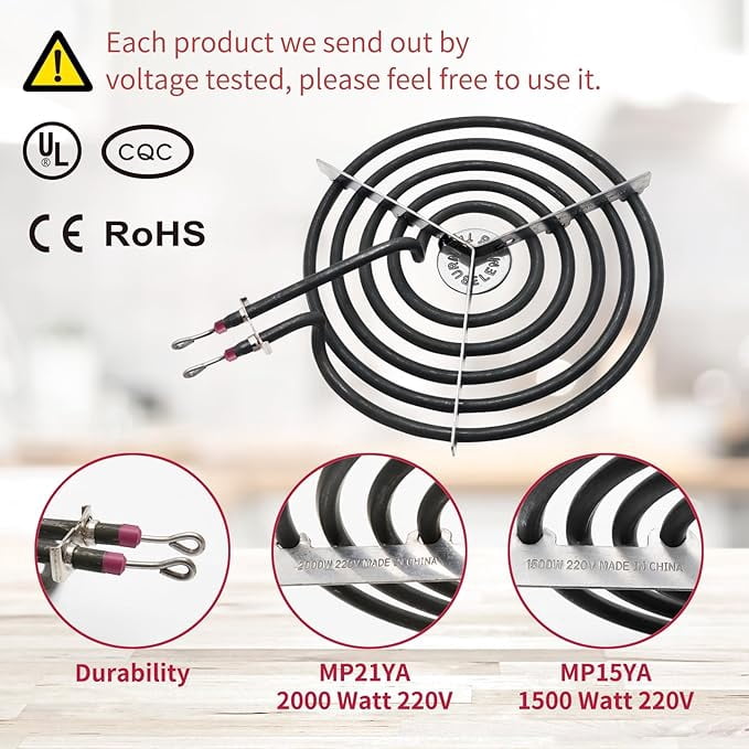 MP22YA Electric Stove Burner Element Replacement Set & W10290350 W10290353 4 Pack Black Drip Pans - Perfectly Fit Whirlpool Electric Range Stove Top