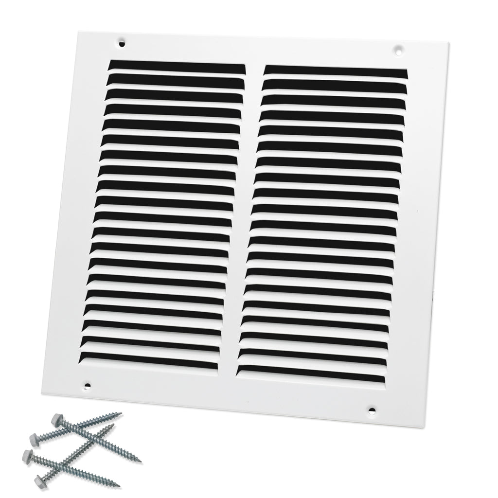 10"W x 10"H [Duct Opening Size] Steel Return Air Grille, Air Return Vent Cover for Ceiling and Sidewall - HVAC Air Vent Covers - [Outer Dimensions: 11.75"W x 11.75"H]