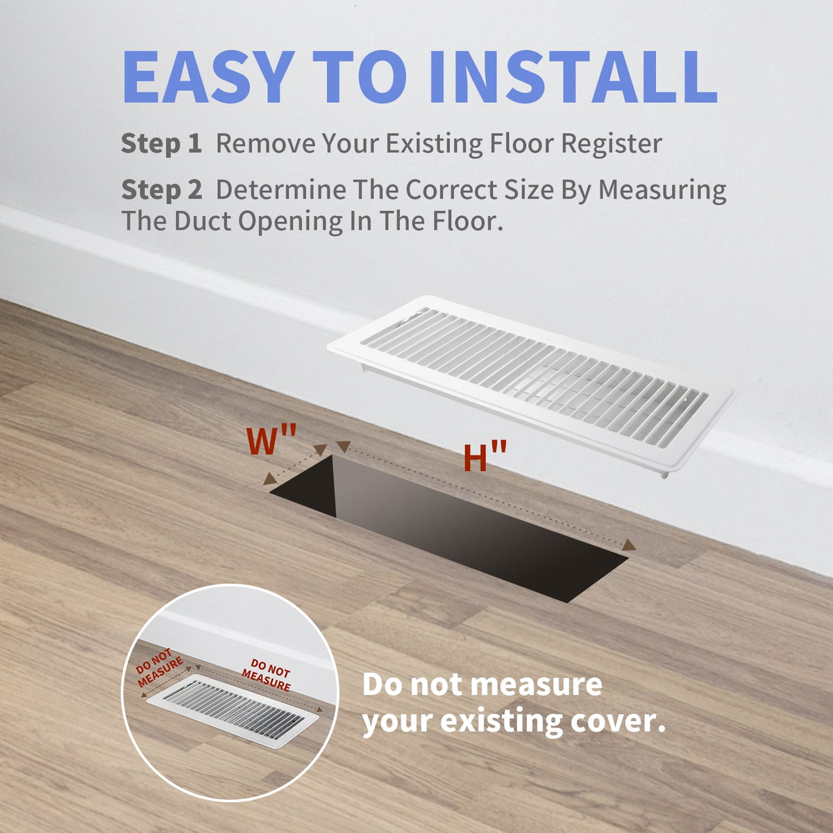 COZZIVITA 4x14 Inch Floor Register - Heavy Duty Steel Walkable Floor Vents - Easy Adjust Air Supply Lever - Vent Covers for Home (White)