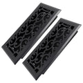 4x10 Inches 2 Pack Heavy Duty Walkable Floor Register - Easy Adjust Air Supply Lever Decorative Floor Vent Covers - Savannah Design Vent Covers for Home - Matte Black