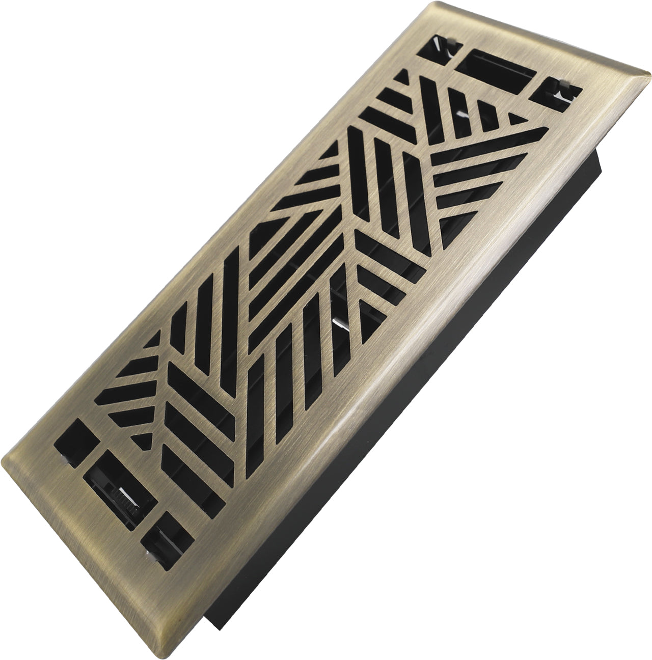 4x10 Inches Heavy Duty Walkable Floor Register Easy Adjust Air Supply Lever Floor Vents - Brooklyn Design - Vent Cover for Home Floor - Antique Brass