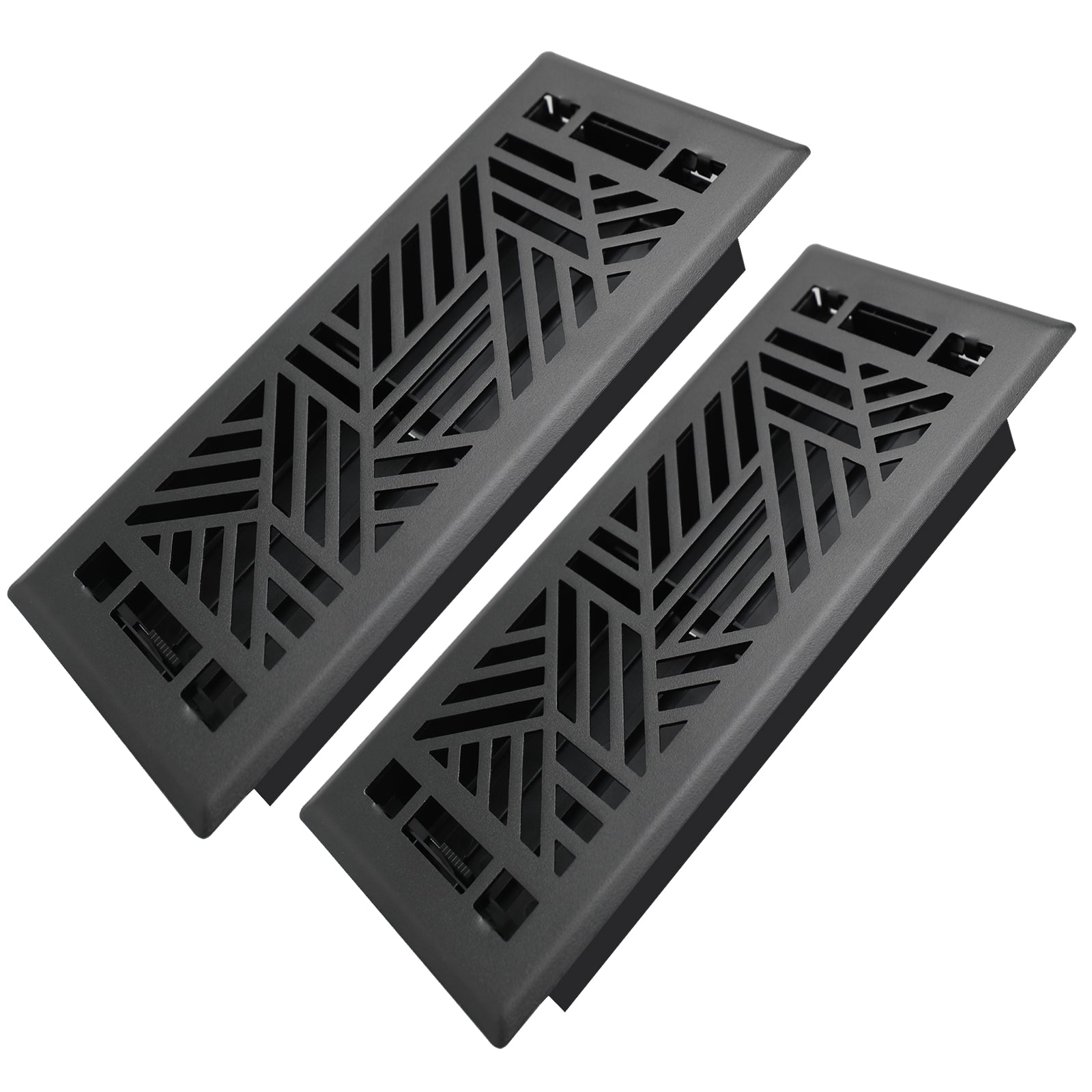 4x10 Inches 2 Pack Heavy Duty Walkable Floor Register Easy Adjust Air Supply Lever Floor Vents - Brooklyn Design - Vent Cover for Home Floor - Matte Black