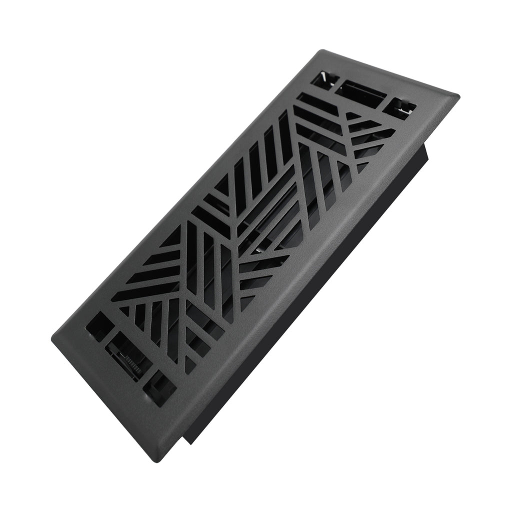 4x10 Inches Heavy Duty Walkable Floor Register Easy Adjust Air Supply Lever Floor Vents - Brooklyn Design - Vent Cover for Home Floor - Matte Black