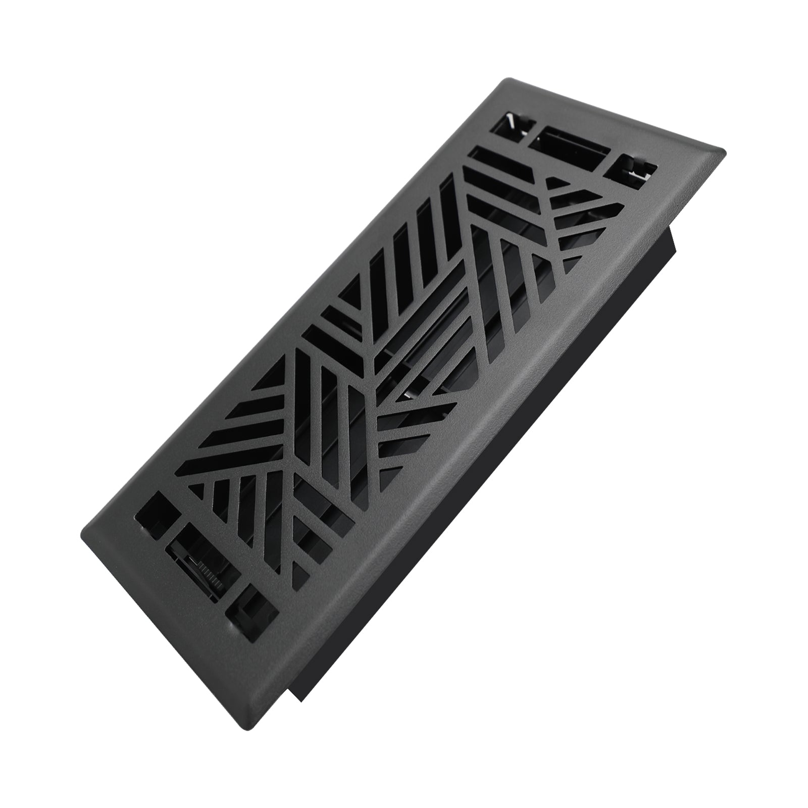 4x10 Inches Heavy Duty Walkable Floor Register Easy Adjust Air Supply Lever Floor Vents - Brooklyn Design - Vent Cover for Home Floor - Matte Black