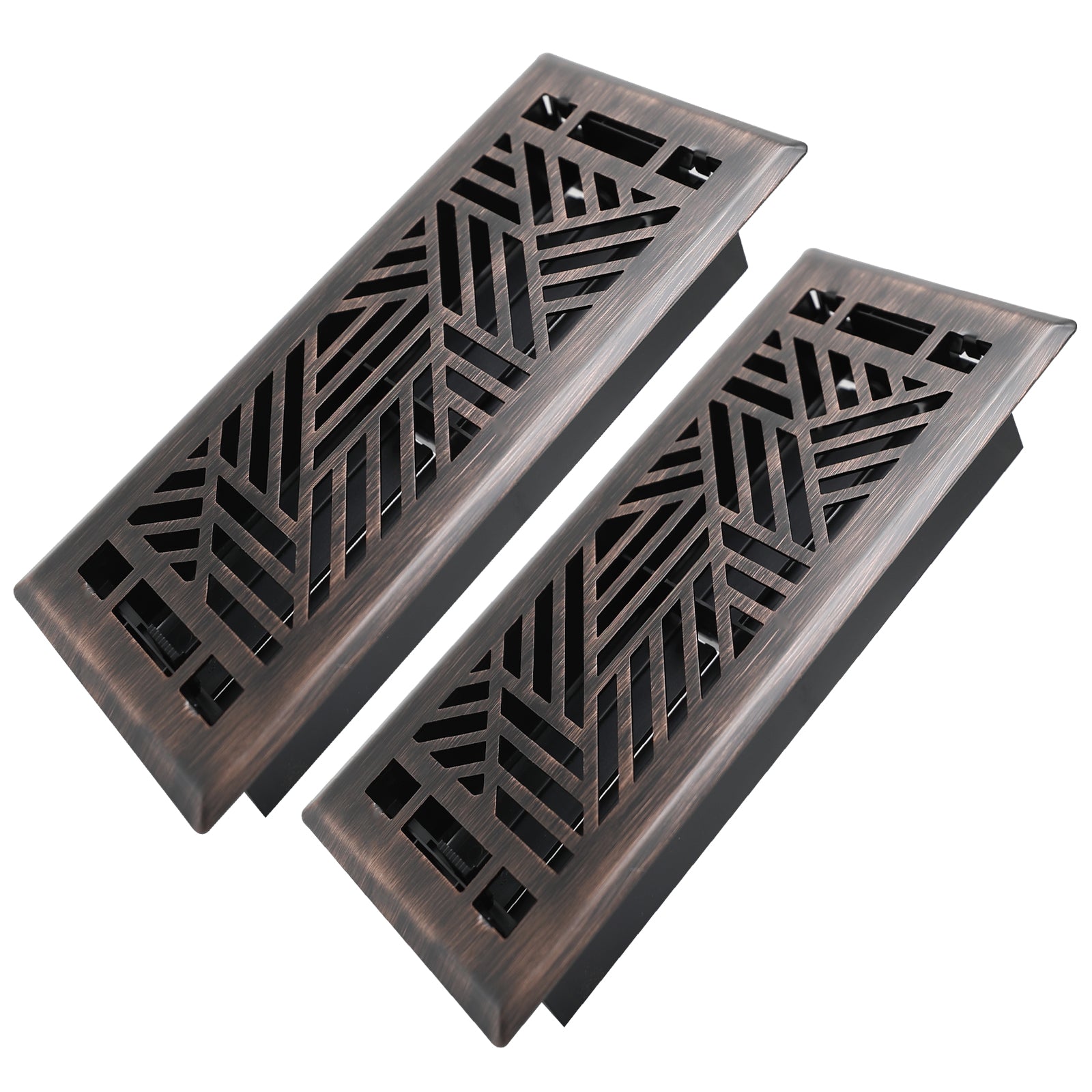 4x10 Inches 2 Pack Heavy Duty Walkable Floor Register Easy Adjust Air Supply Lever Floor Vents - Brooklyn Design - Vent Cover for Home Floor -Oil Rubbed Bronze