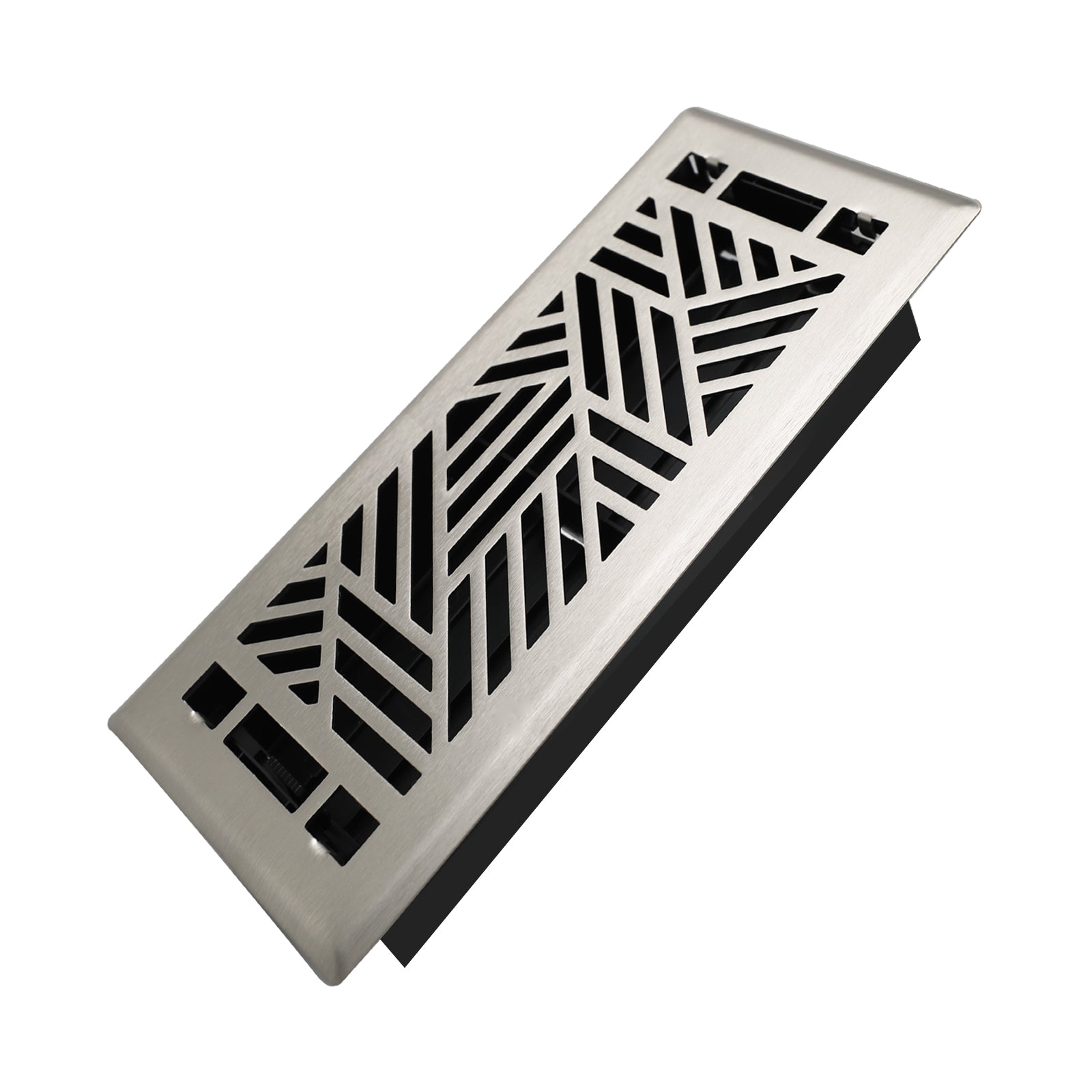 4x10 Inches Heavy Duty Walkable Floor Register Easy Adjust Air Supply Lever Floor Vents - Brooklyn Design - Vent Cover for Home Floor - Satin Nickel