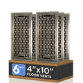 4x10 Inches 6 Pack Heavy Duty Walkable Floor Register - Easy Adjust Air Supply Lever Decorative Floor Vent Covers - Boston Design Vent Covers for Home - Antique Brass