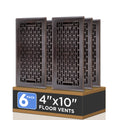 4x10 inch 6-Pack Heavy Duty Steel Walkable Floor Register - Easy Adjust Air Lever - Boston Design Oil Rubbed Bronze