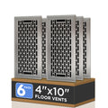 4x10 Inch 6 Pack Heavy Duty Steel Walkable Floor Register - Easy Adjust Air Lever - Boston Design Satin Nickel Vent Covers