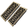 4x10 Inches 2 Pack Heavy Duty Walkable Floor Register Easy Adjust Air Supply Lever Floor Vents - Charlotte Design - Vent Cover for Home Floor - Antique Brass