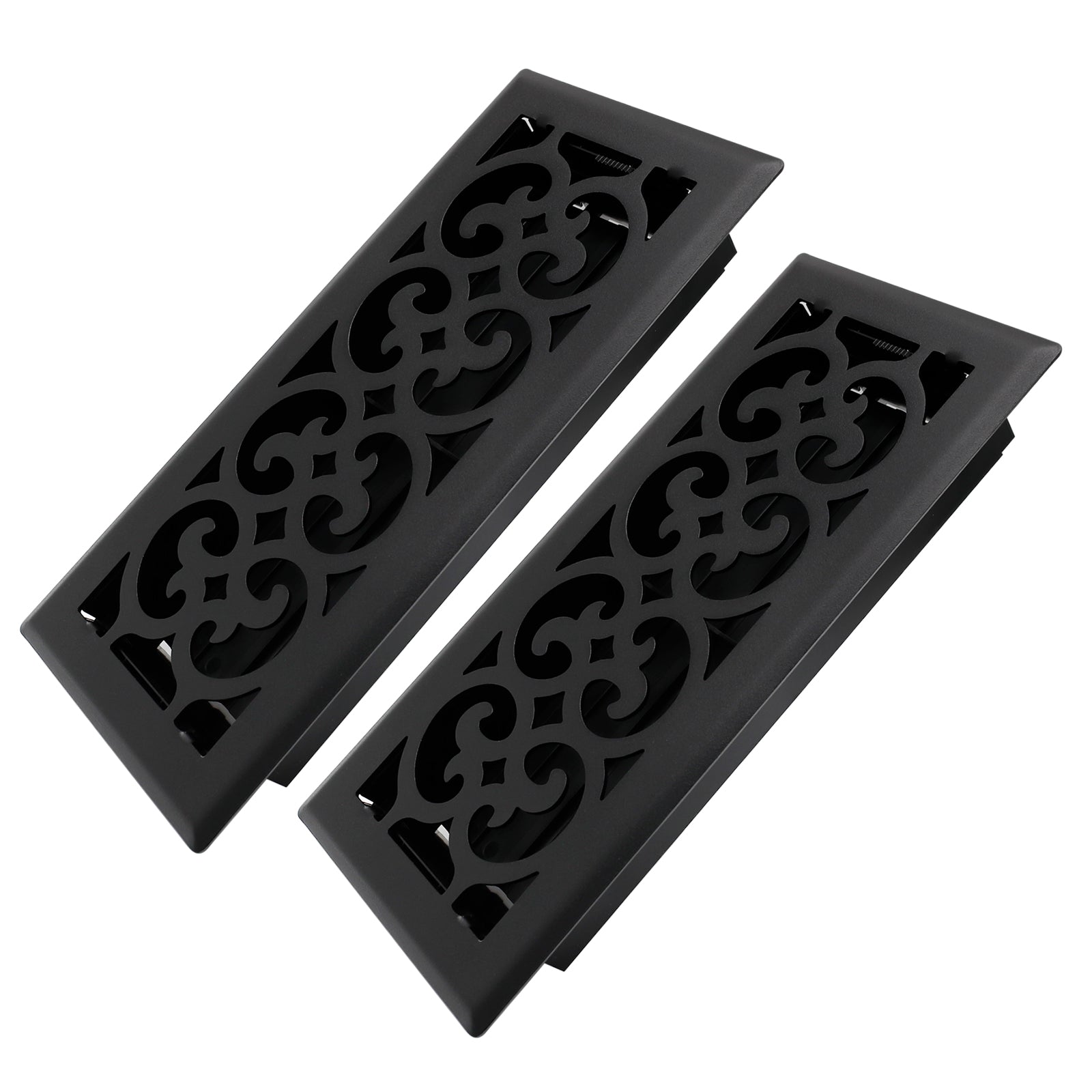 4x10 Inches 2 Pack Heavy Duty Walkable Floor Register Easy Adjust Air Supply Lever Floor Vents - Charlotte Design - Vent Cover for Home Floor - Matte Black