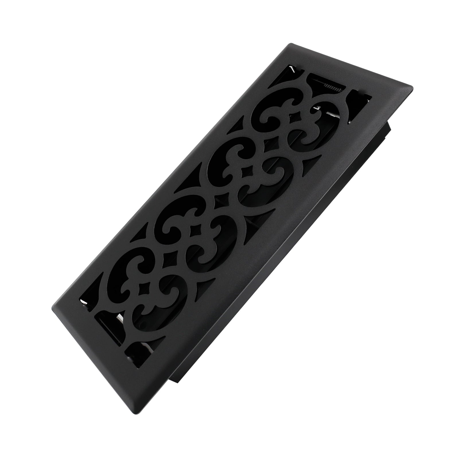 4x10 Inches Heavy Duty Walkable Floor Register Easy Adjust Air Supply Lever Floor Vents - Charlotte Design - Vent Cover for Home Floor - Matte Black