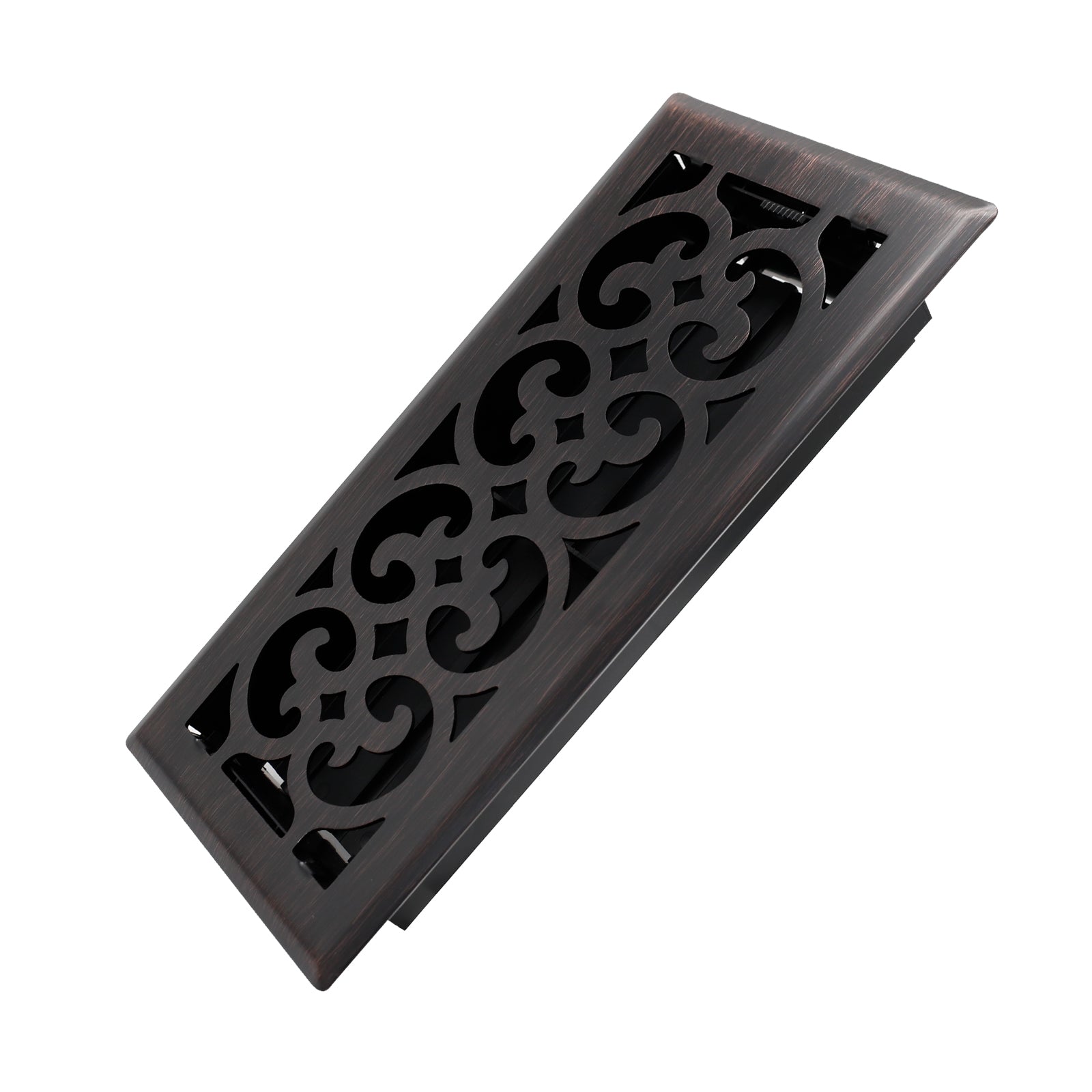 4x10 Inches Heavy Duty Walkable Floor Register Easy Adjust Air Supply Lever Floor Vents - Charlotte Design - Vent Cover for Home Floor - Oil Rubbed Bronze