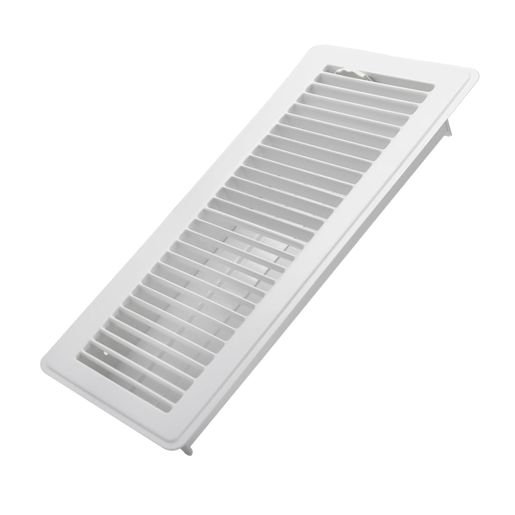 COZZIVITA 4x14 Inch Floor Register - Heavy Duty Steel Walkable Floor Vents - Easy Adjust Air Supply Lever - Vent Covers for Home (White)