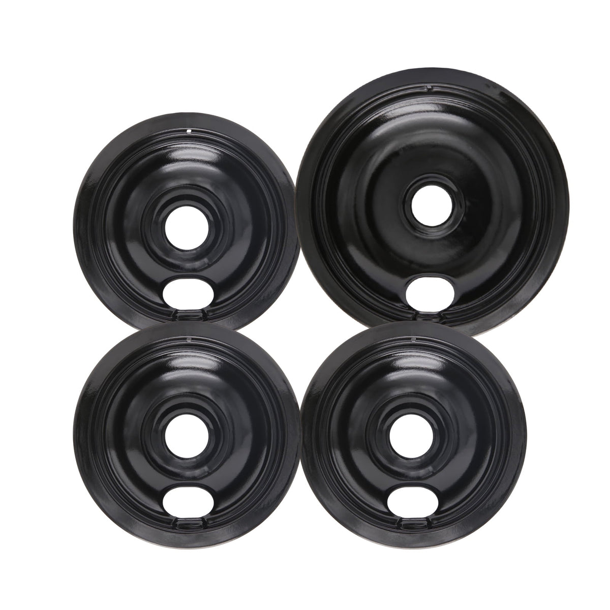 Compatible with Frigidaire Kenmore by Enamel Set of 4 Oven Burner Drip Pans, Black (3*6+1*8)