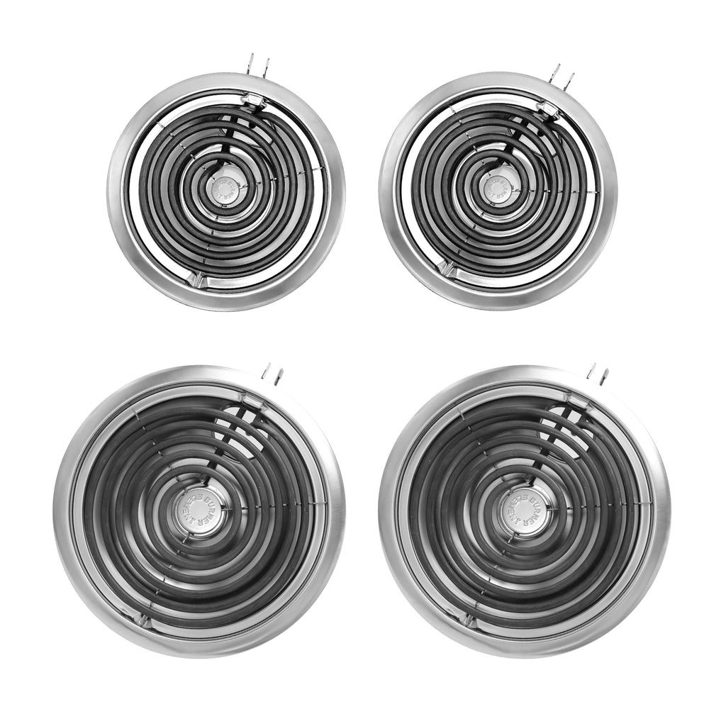 Stove Burner Element Unit Set and GE Drip Pans, Perfectly Fit WB30M1 & WB30M2 -Replacement for GE Hotpoint Stove Top
