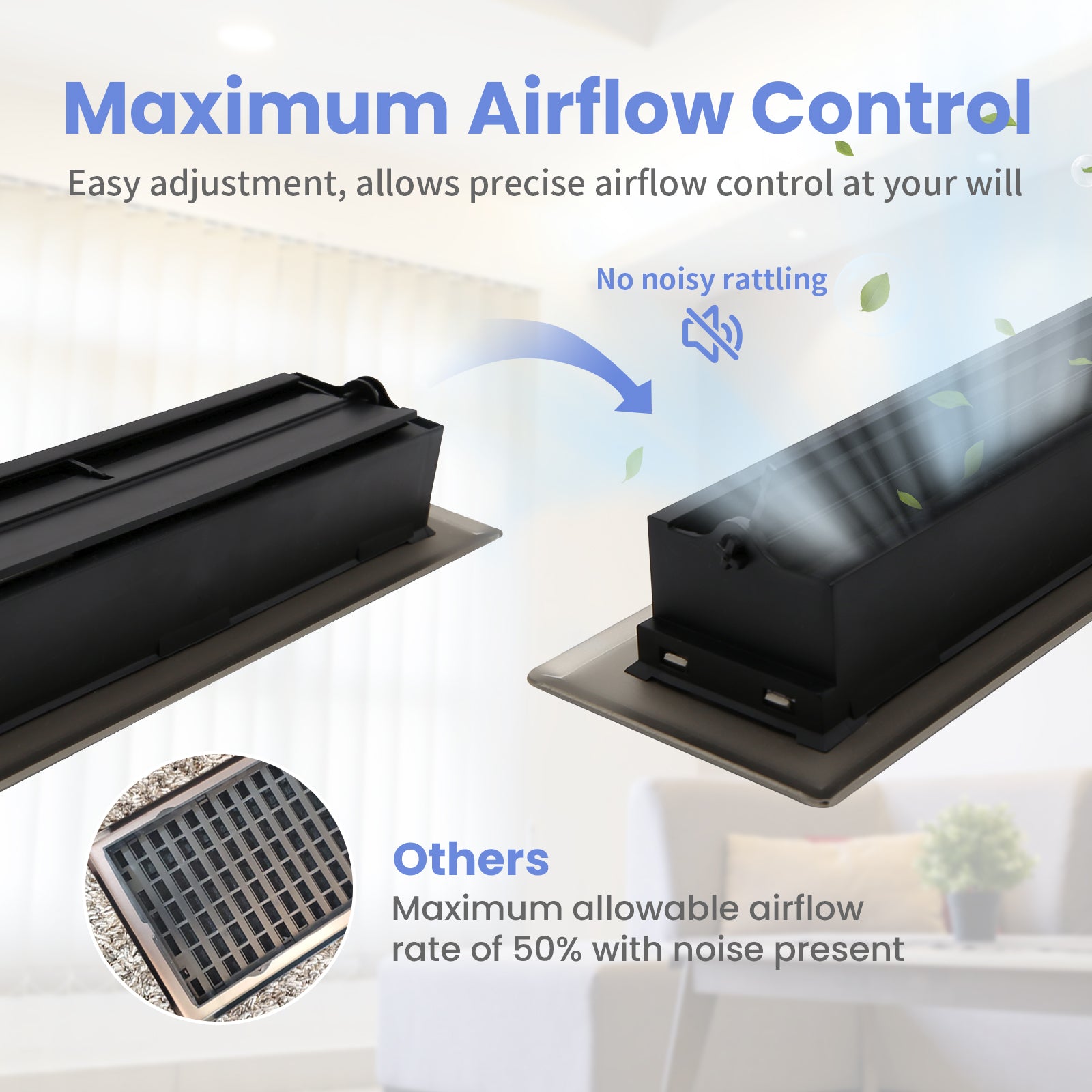 4x10 Inches Heavy Duty Walkable Floor Register - Easy Adjust Air Supply Lever Decorative Floor Vent Covers - Boston Design Vent Covers for Home - Matte Black