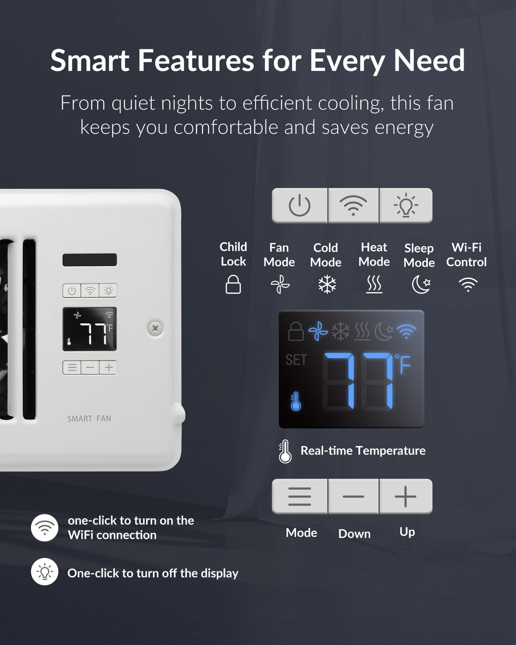 Super Quiet Register Booster Fan for 6" x 10" Register Holes, Smart Register Vent with Dual Intelligent Thermostat and WIFI App Control, Heating Cooling AC Vent Fan (White)