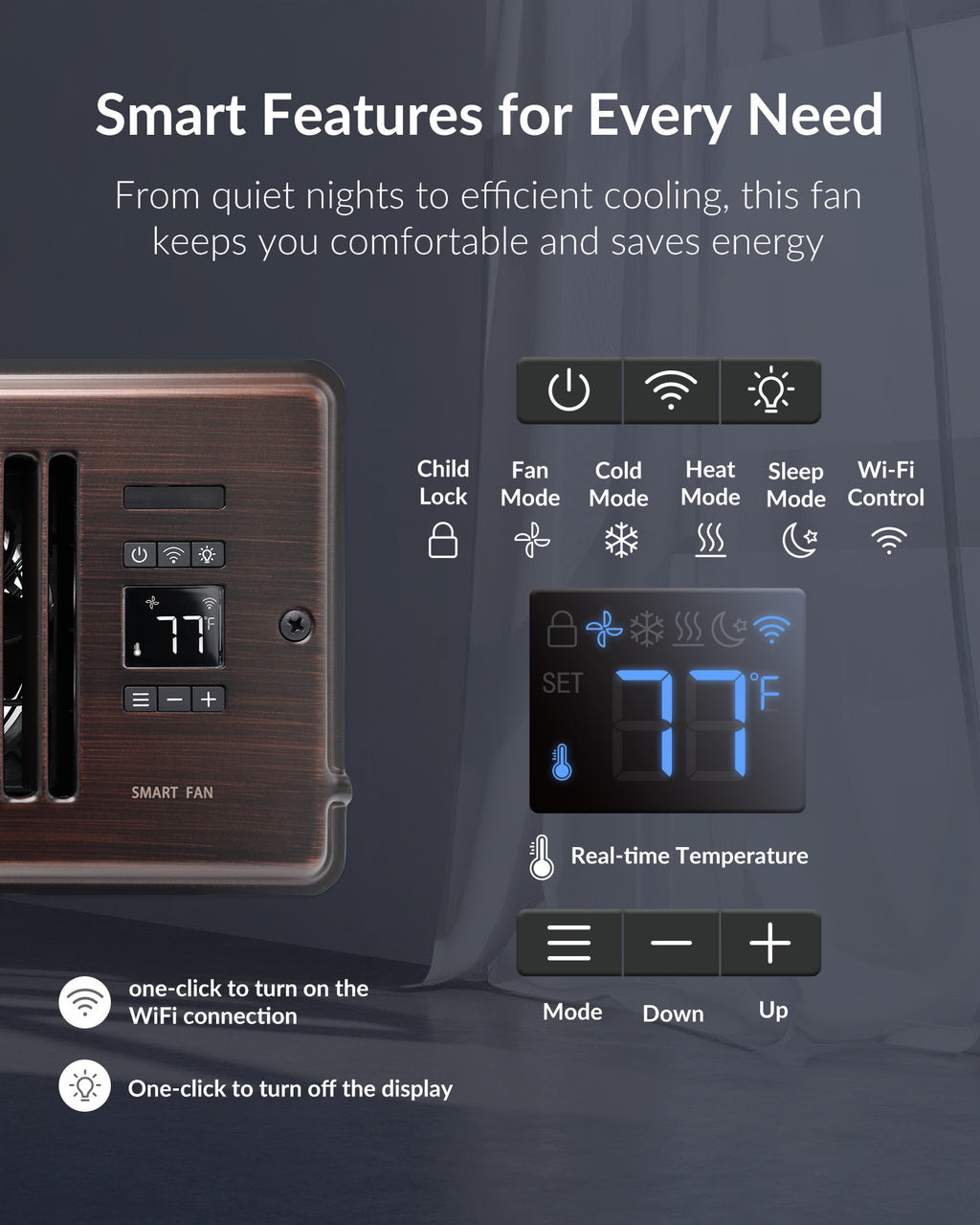 Super Quiet Register Booster Fan for 4" x 10" Register Holes, Smart Register Vent with Dual Intelligent Thermostat and WIFI App Control, Heating Cooling AC Vent Fan (ORB)
