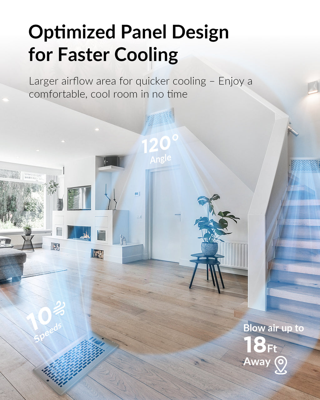 Register Booster Fan for 4" x 12" Register Holes, Quiet Vent Fan Booster with Intelligent Thermostat, Improves Heating Cooling, App Control, 10-Speeds, Manhattan Smart Register Vent, SN