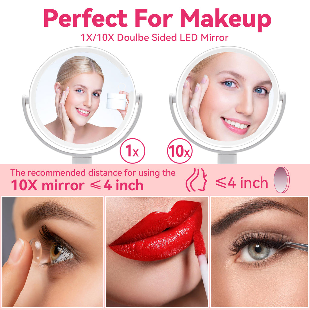 Premium LED Lighted Makeup Mirror with Storage Box – Desktop Vanity Mirror for Home & Student Dormitories | Rechargeable, All-in-One Design