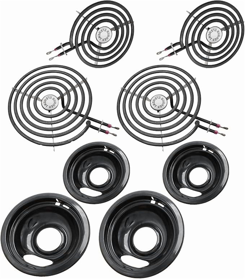 MP22YA Electric Stove Burner Element Replacement Set & W10290350 W10290353 4 Pack Black Drip Pans - Perfectly Fit Whirlpool Electric Range Stove Top
