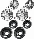MP22YA Electric Stove Burner Element Replacement Set & W10290350 W10290353 4 Pack Black Drip Pans - Perfectly Fit Whirlpool Electric Range Stove Top