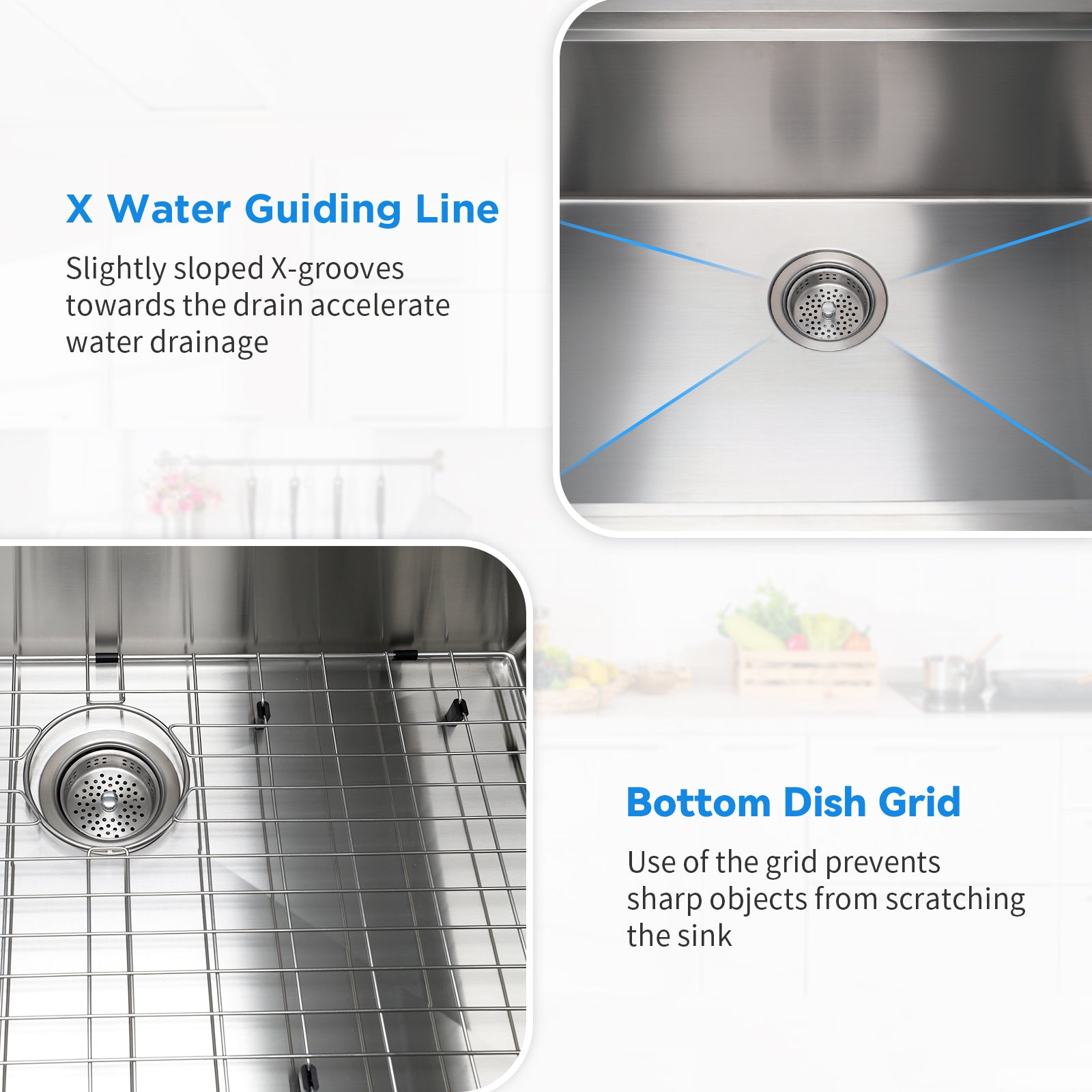 33 Inch Undermount Kitchen Sink with Quiet Drain - 11 Gauge Stainless Steel Sink Single Bowl - Multifunctional Handmade Modern Integrated Ledge Workstation