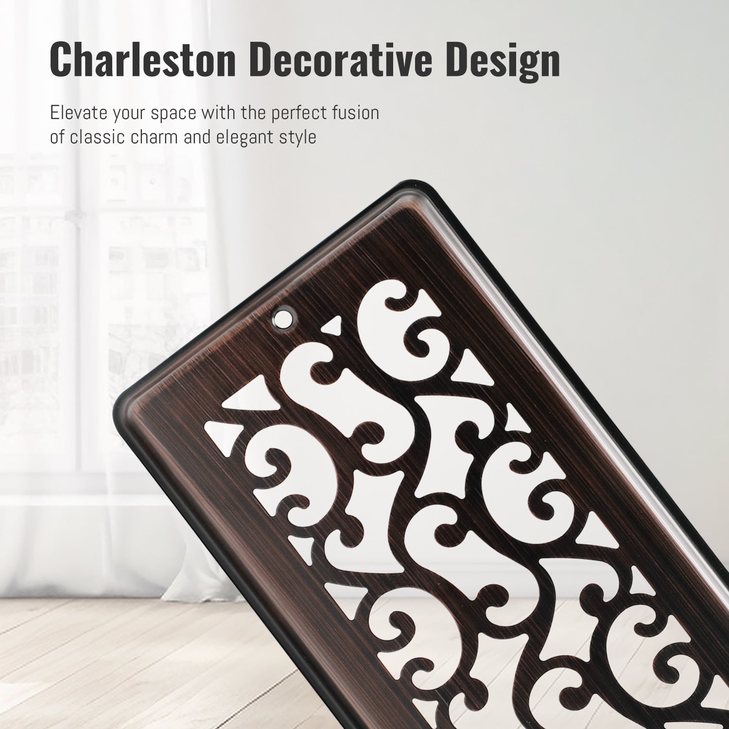 Vent Fan Booster 4" x 10" Quiet Register Booster Fan with Upgraded Thermostat Control - Charleston Design - Enhance Airflow for Heating, Cooling in Room - Oil Rubbed Bronze