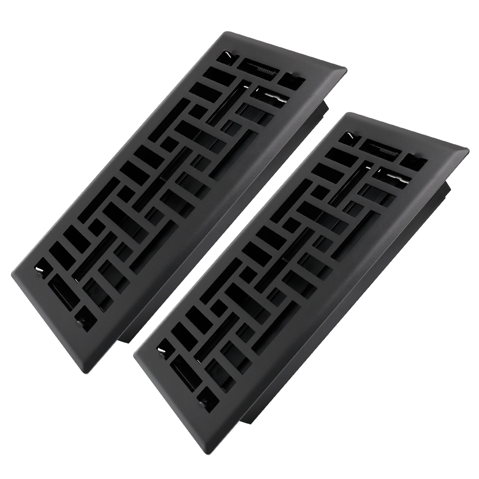 4x10 Inches 2 Pack Heavy Duty Walkable Floor Register Easy Adjust Air Supply Lever Floor Vents - Seattle Design - Vent Cover for Home Floor - Matte Black