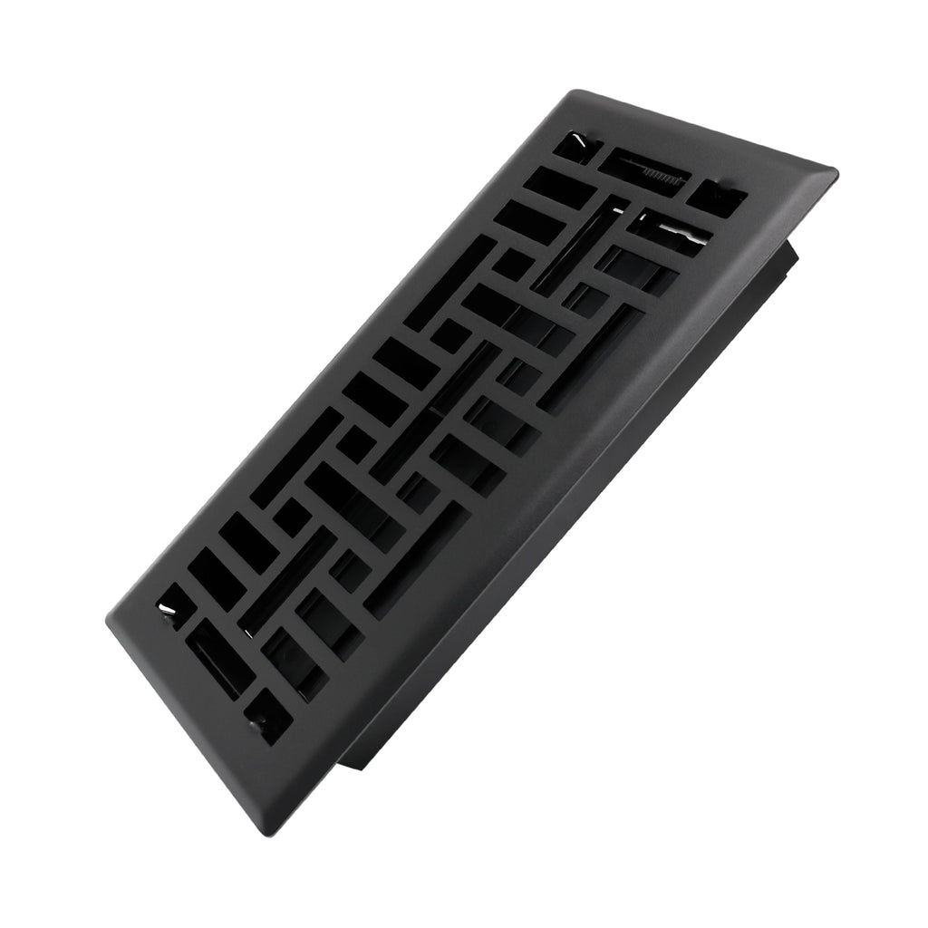 4x10 Inches Heavy Duty Walkable Floor Register Easy Adjust Air Supply Lever Floor Vents - Seattle Design - Vent Cover for Home Floor - Matte Black