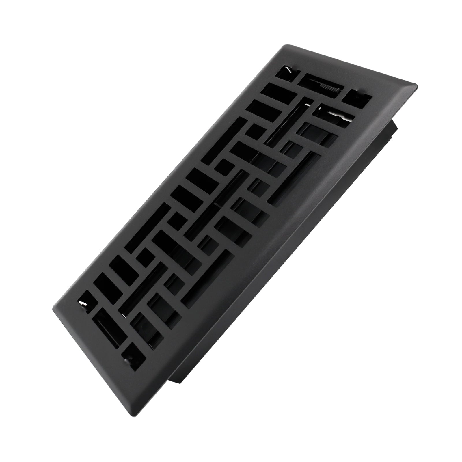 4x10 Inches Heavy Duty Walkable Floor Register Easy Adjust Air Supply Lever Floor Vents - Seattle Design - Vent Cover for Home Floor - Matte Black