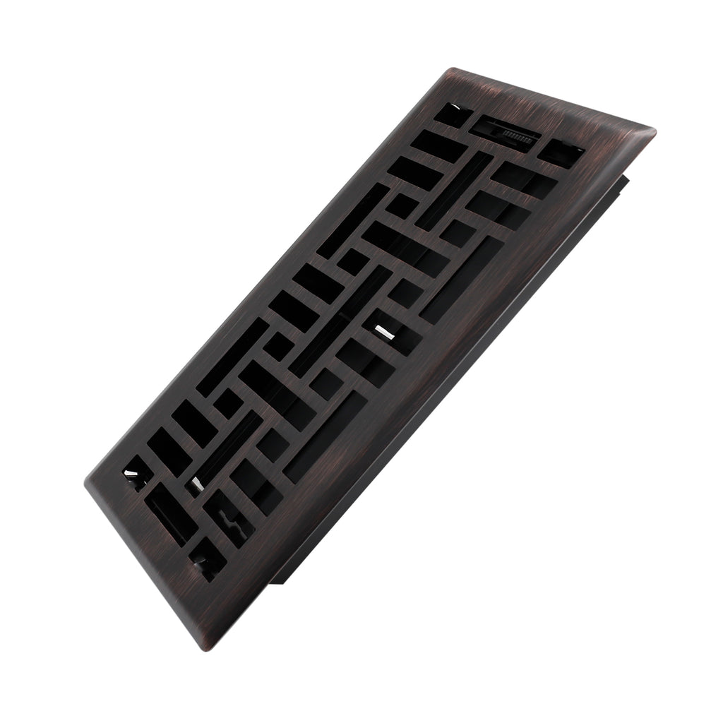 4x10 Inches Heavy Duty Walkable Floor Register Easy Adjust Air Supply Lever Floor Vents - Seattle Design - Vent Cover for Home Floor - Oil Rubbed Bronze
