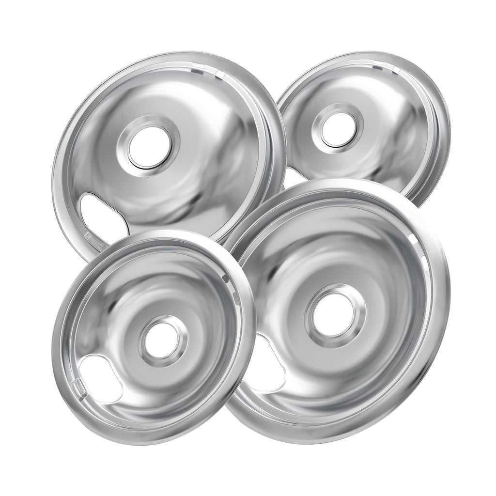 Whirpool Drip Pans, Thickening to Prevent Bending and Rust-Includes a Set of 4 Black Stove Drip Pans, Chrome(2*6+2*8)
