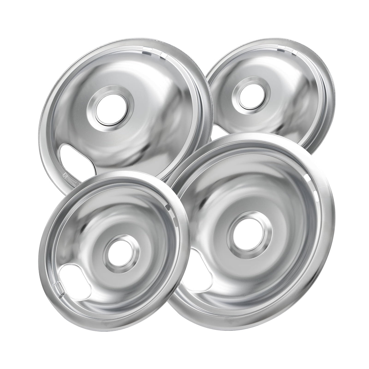 Whirpool Drip Pans, Thickening to Prevent Bending and Rust-Includes a Set of 4 Black Stove Drip Pans, Chrome(2*6+2*8)