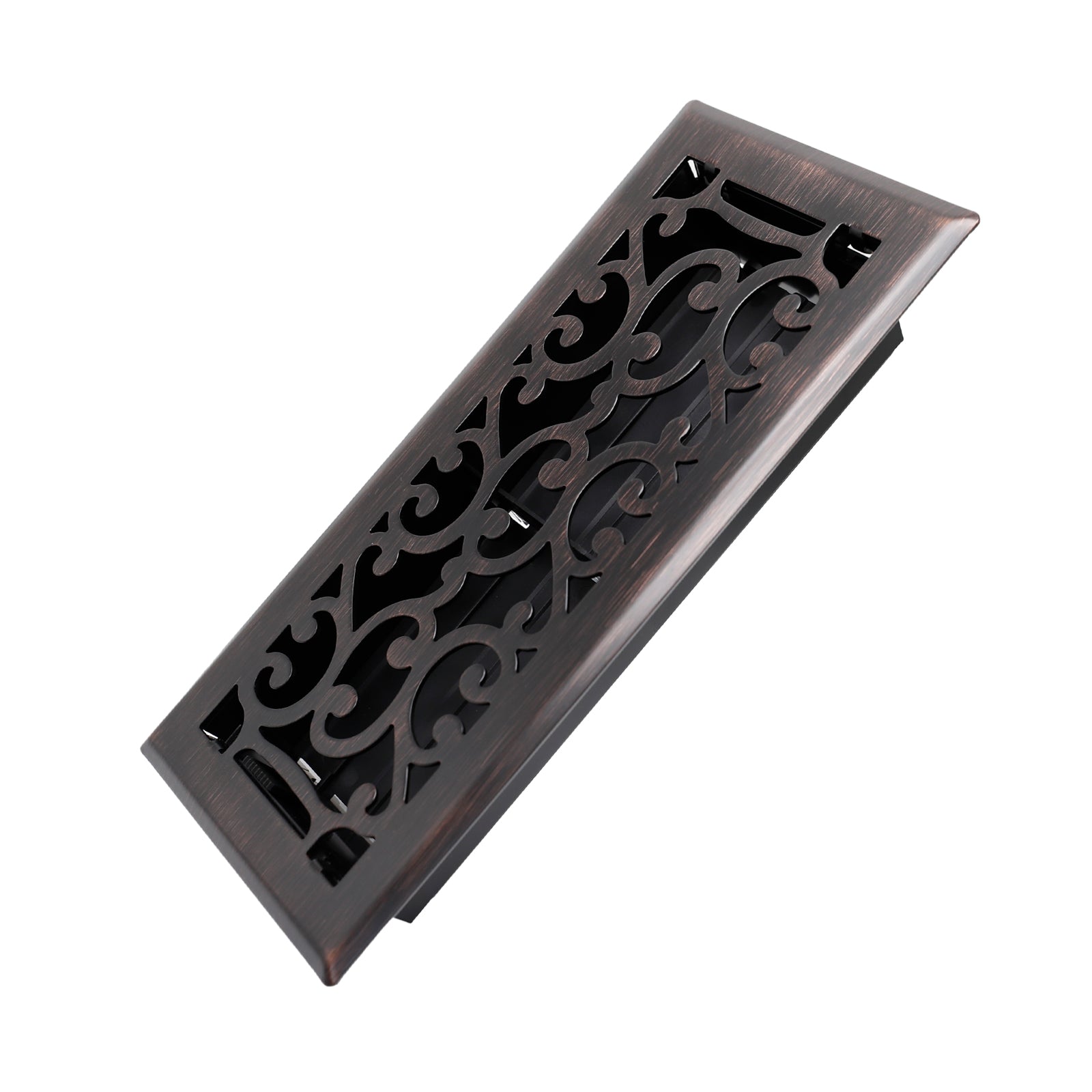4x10 Inches Heavy Duty Walkable Floor Register - Easy Adjust Air Supply Lever Decorative Floor Vent Covers - Savannah Design Vent Covers for Home - Oil Rubbed Bronze