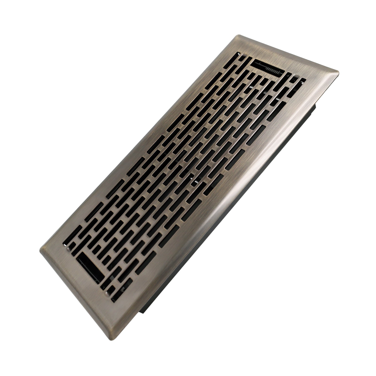 4x10 Inches Heavy Duty Walkable Floor Register - Easy Adjust Air Supply Lever Decorative Floor Vent Covers - Boston Design Vent Covers for Home - Antique Brass