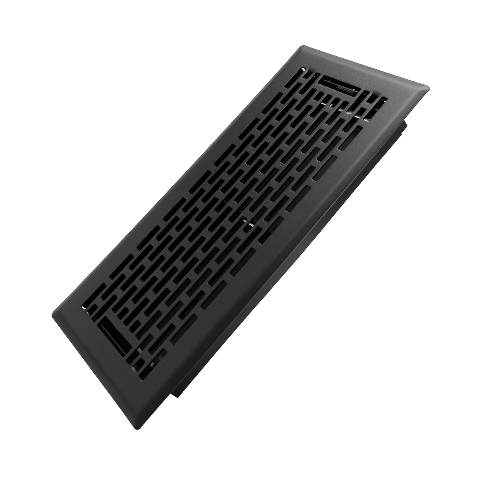 4x10 Inches Heavy Duty Walkable Floor Register - Easy Adjust Air Supply Lever Decorative Floor Vent Covers - Boston Design Vent Covers for Home - Matte Black
